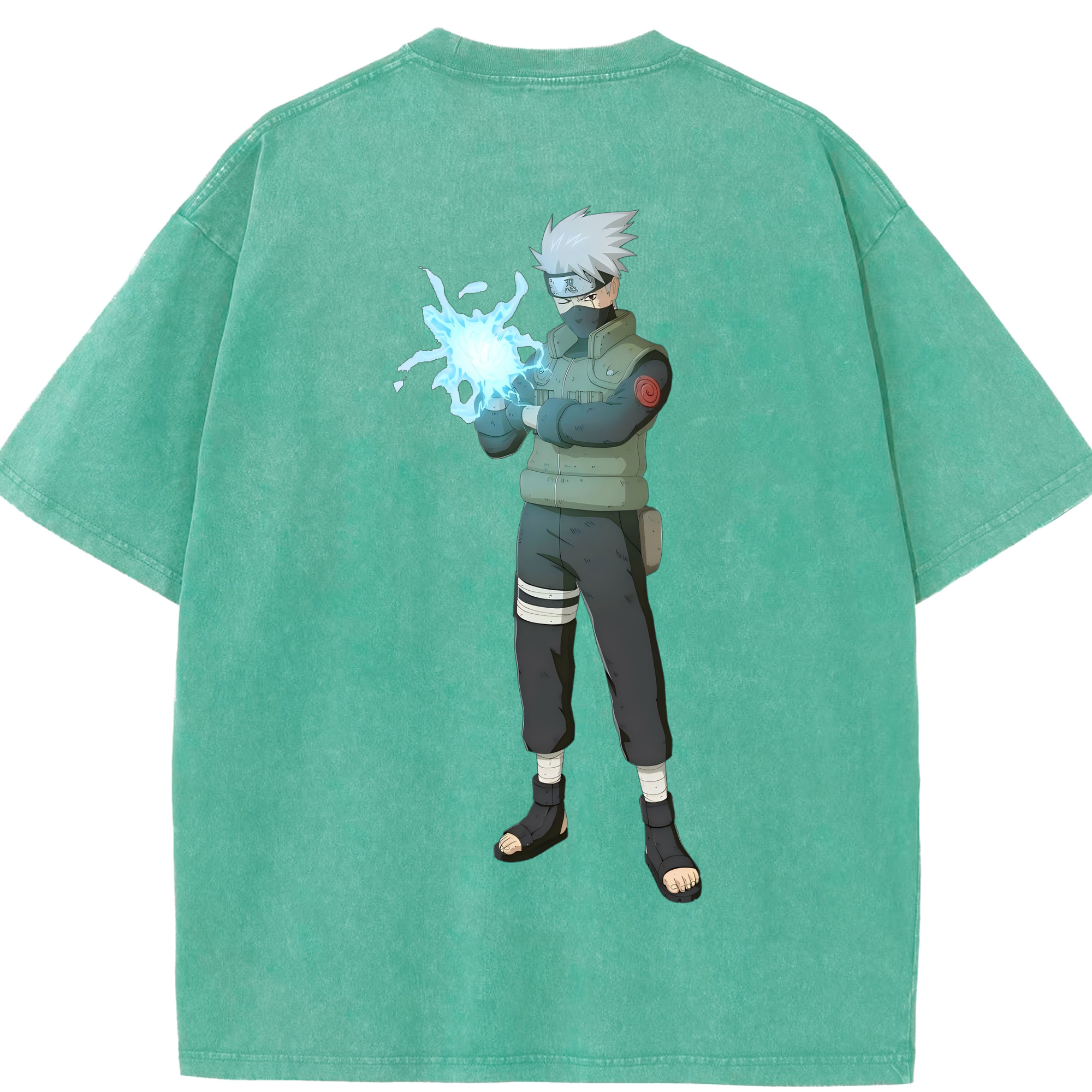 （画像用） NARUTO -ナルト- はたけ カカシ Hatake Kakashi 綿100% ヴィンテージ風 半袖Tシャツ（背面プリント）